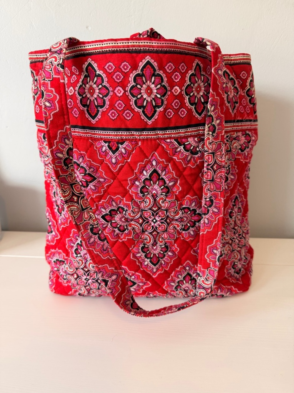 Vera Bradley Frankly Scarlet Tote Bag with Tortoise Shell Toggle - Picture 3 of 8
